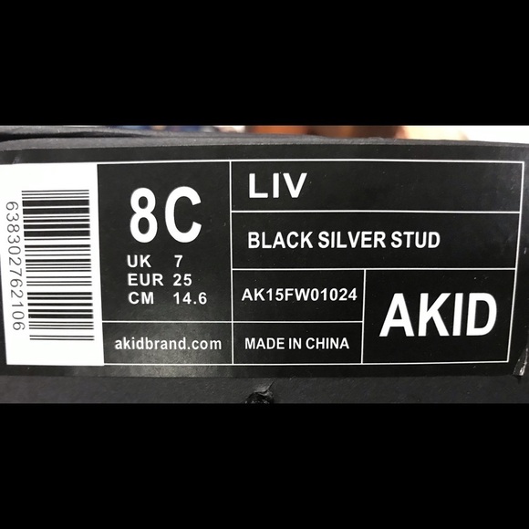 AKID Shoe Kid 8C Black Loafer Stud Rockstar Goth Punk Wedding Preppy Neutral 80s - Picture 7 of 8